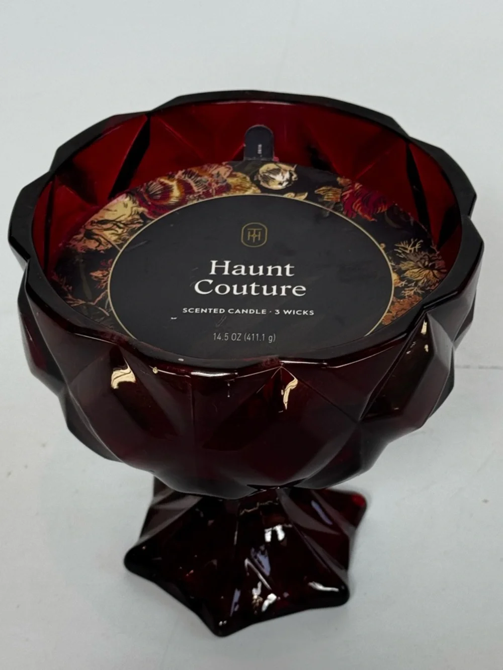 Threshold Faceted Coup Haunt Couture Large Glass Filled Red Wax 14.5oz Candle - Picture 4 of 9